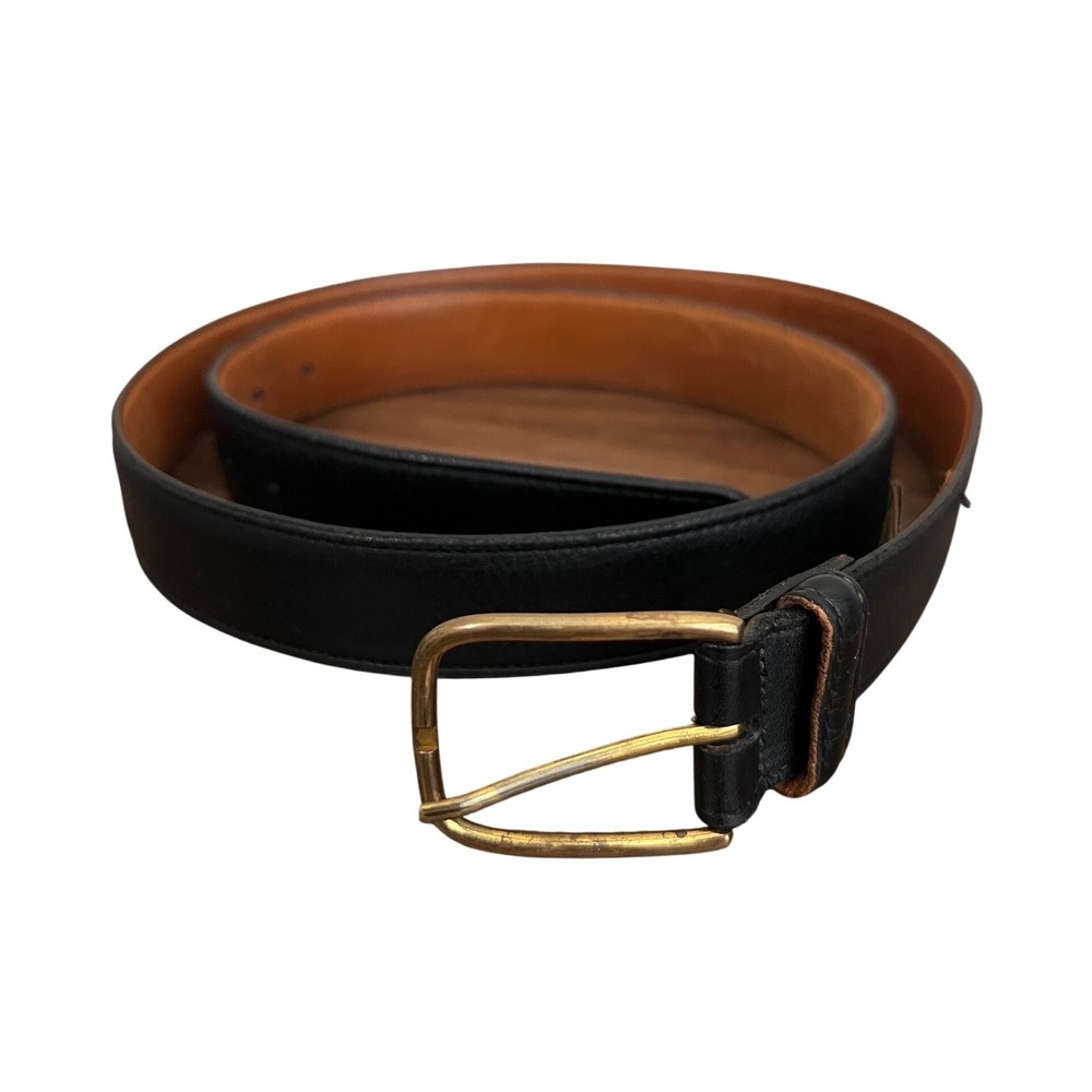 Trafalgar Mens Black Kashmir Nappa Calf Leather Belt 34 Made in USA Chianina